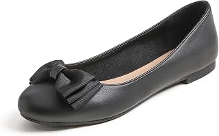 Feversole Women's Patent Round Toe Cute Bow Trim Ballet Flats, Ballerine Punta Tonda Decorate con Un Grazioso Fiocco da Donna