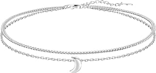 CHIC & ARTSY 925 Sterling Silver Ankle Bracelet Multilayer Anklets for Women Satellite, Star, Cross, Circle, Butterfly, Teardrop, Oval Disk Layered Anklet Beach Jewelry
