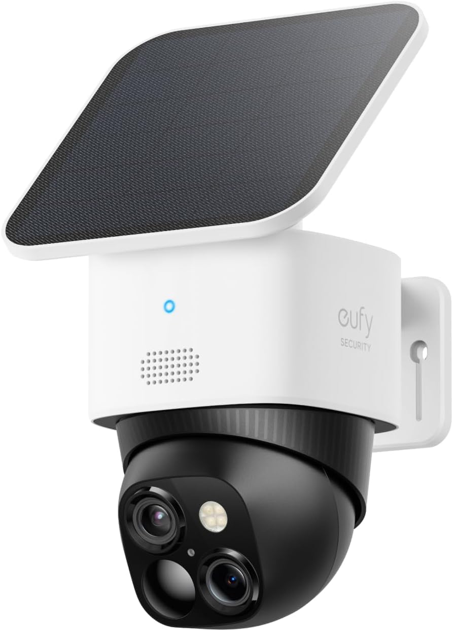 eufy Security SoloCam S340, 3K Dual-Lens Solar Security Camera (Renewed) | 360° 