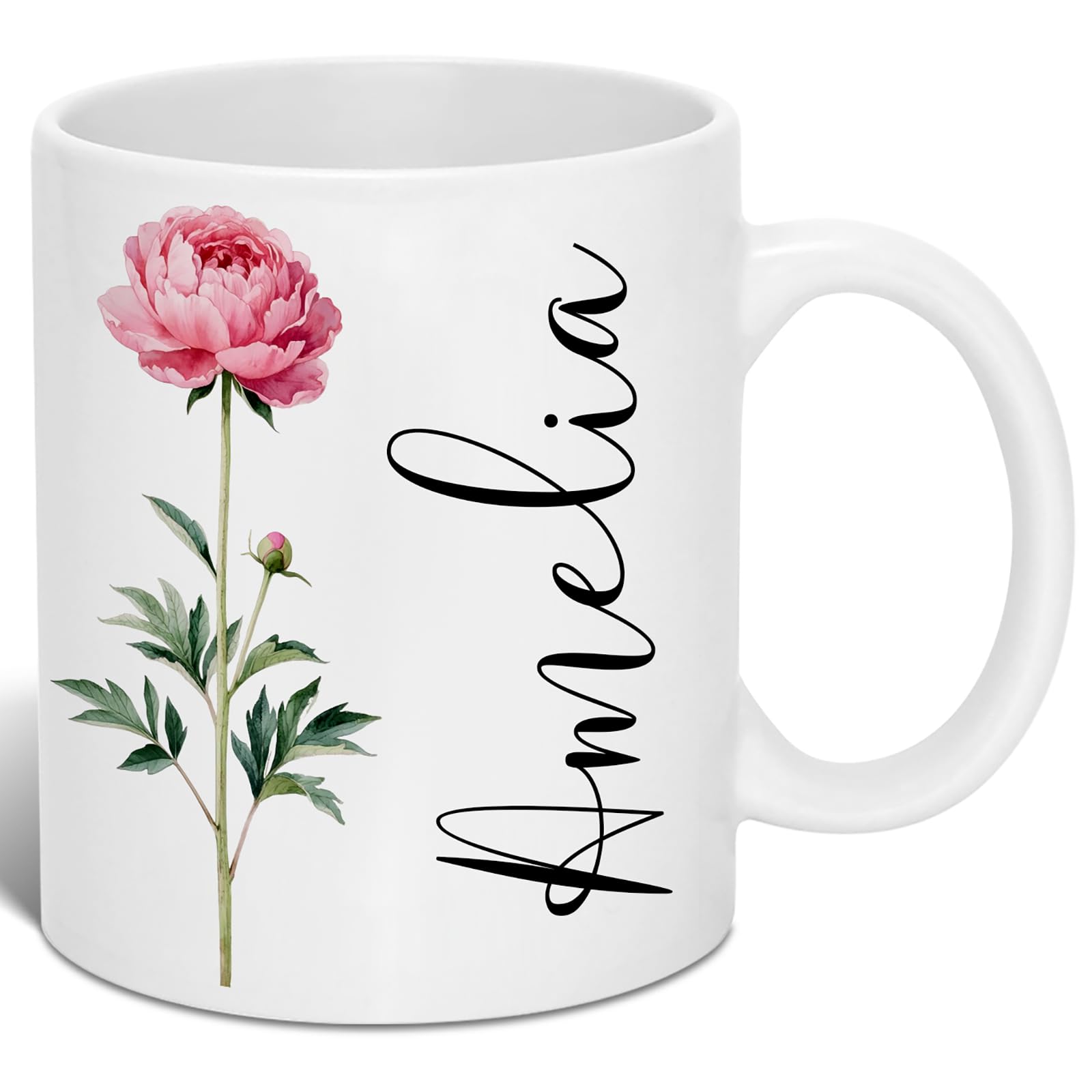Custom Coffee Mug Personalized Birth Flower & Name Coffee Cup Birthday Gift | 11
