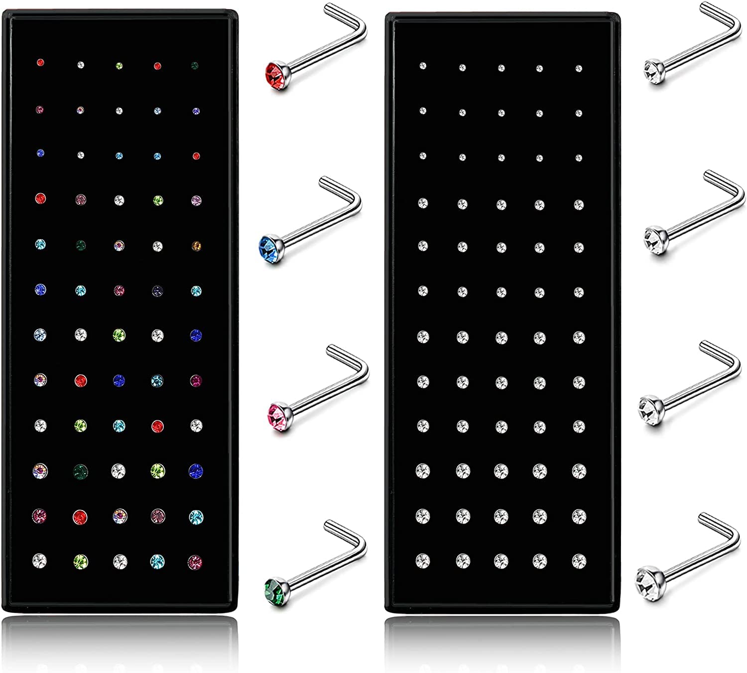 Dochais Hypoallergenic Nose Studs for Women Men 316L Stainless Steel Silver | CZ