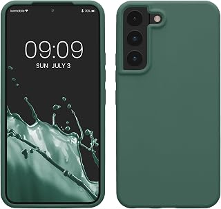 kwmobile Mobile Phone Case for Samsung Galaxy S22 Case - Silicone Case - Wireless Charging - Protective Cover in Fir Green