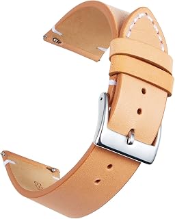 BINLUN Genuine Leather Watch Straps Replacement Quick Release Watch Strap for Men Women 12mm 14mm 16mm 18mm 20mm 22mm 24mm Black/Brown/Light Brown/Orange