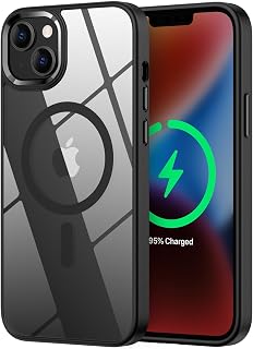 Magnetic for iPhone 13 Case, [Compatible with MagSafe] [Military-Grade Protection] Crystal Clear Hard Back&Soft TPU Frame Shockproof Protective case for iPhone 13.(Black)
