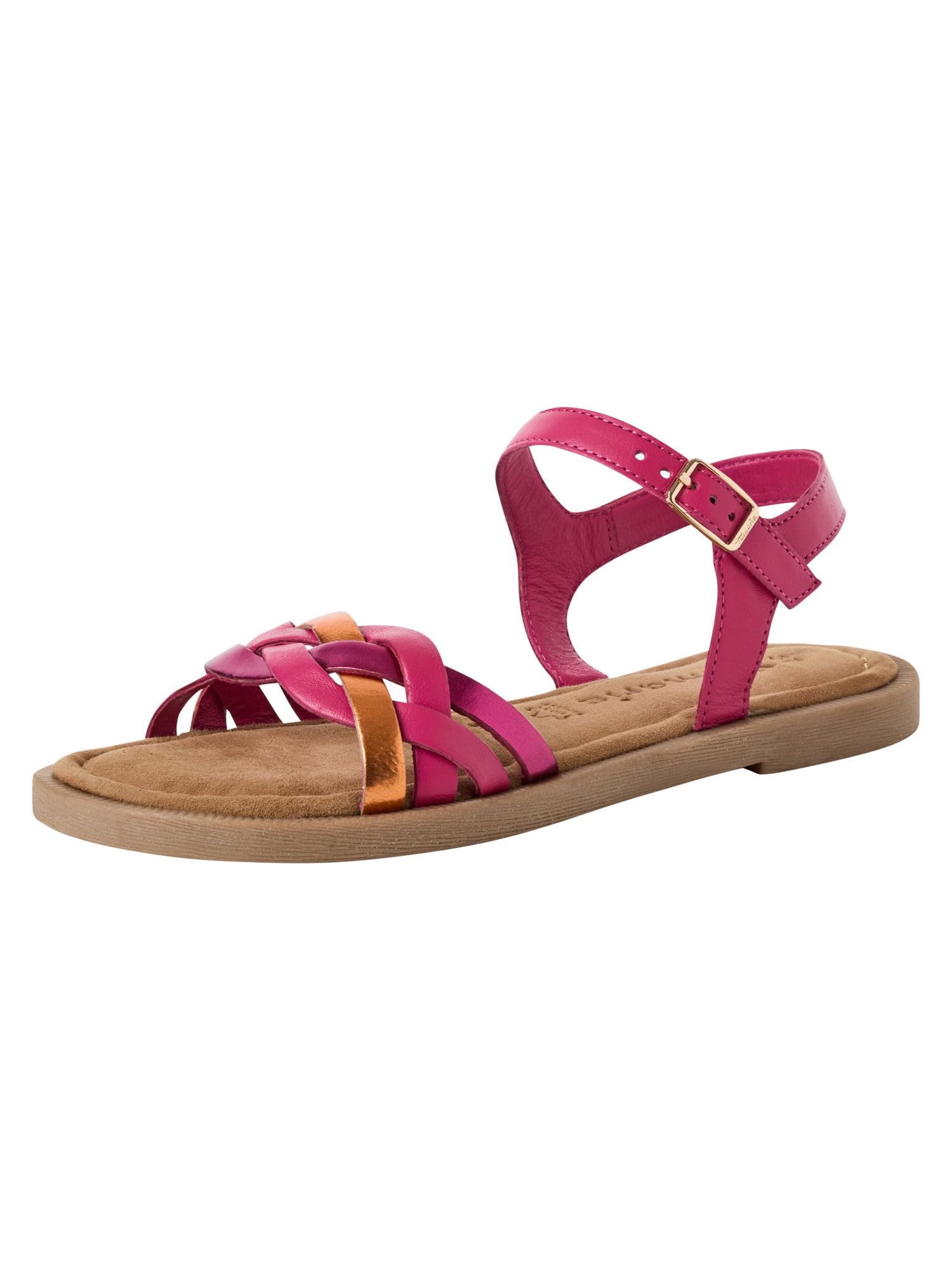 Tamaris Sandalias planas Fuxia Comb para mujer 1-28115-44, talla 39 EU, Fuxia Co