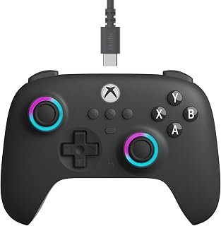 8BitDo Ultimate C Wired Controller for Xbox with Hall Effect Joysticks and Triggers, RGB Lighting Fire Ring, Compatible with Xbox Series X|S, Xbox One, Windows 10/11 - Officially Licensed (Dark Gray)