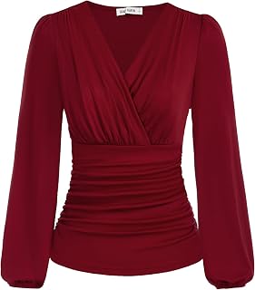 GRACE KARIN Women 3/4 Sleeve Sequins Top Shiny V-Neck Tunic Elegance Shirt Party Cocktail Black Turquoise