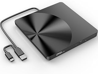 TEMZICK External CD Drive, USB 3.0 Portable CD/DVD +/-RW Drive Slim DVD/CD ROM Rewriter Burner for Laptop Desktop PC Windows and Linux OS Apple Mac Macbook Pro