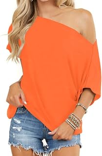 Eniloyal off shoulder tops for women, batwing long sleeve shirts, loose blouse, fashion, oversized tunic, pullover