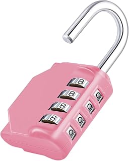 ZHEGE Combination Lock, Gym Locker Lock, 4 Digit Combination Padlock (Pink) | Outdoor & Indoor Use, School Locker Lock