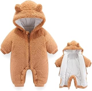 AiWMGL Baby Bear Hooded Fleece Romper Snowsuit