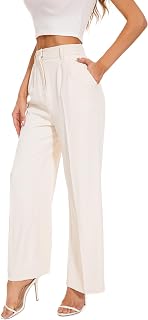 FUNYYZO Fall Women's Wide Leg Pants High Elastic Waisted in The Back Business Work Trousers Long Straight Suit Pants