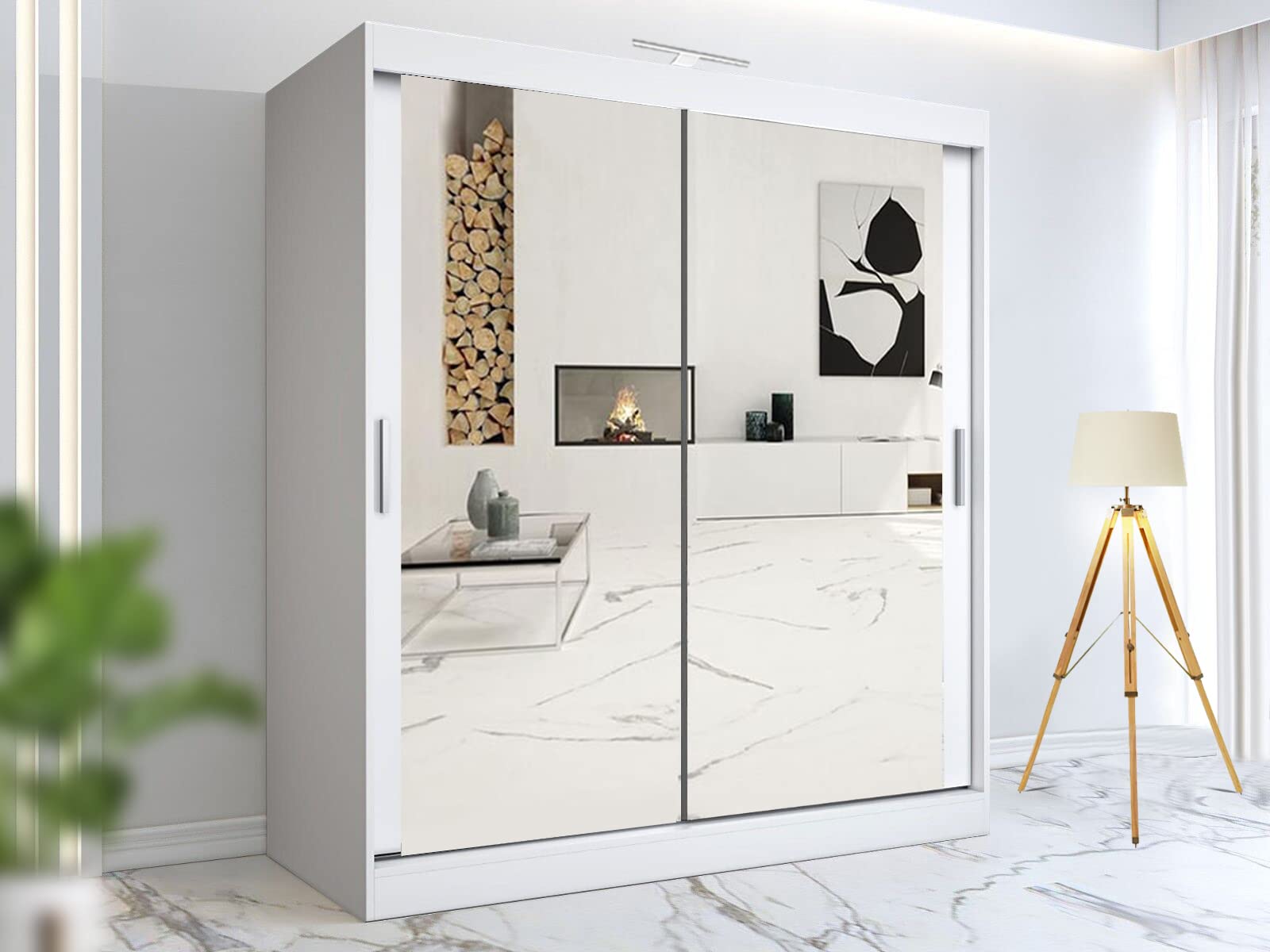 RAC3 Wardrobes for Bedroom with Mirrored Sliding Door & LED Light Premium Wardro