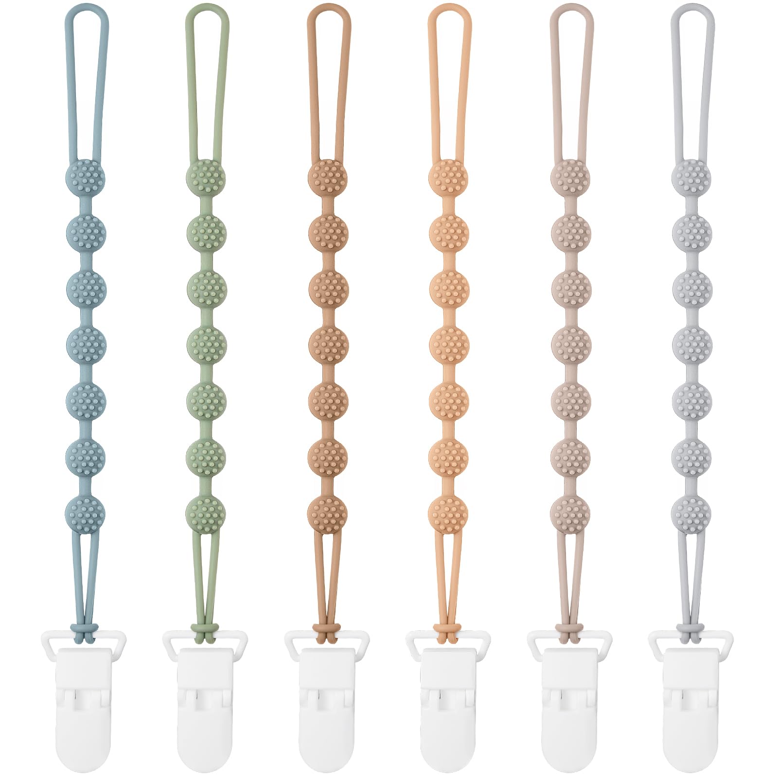 Eascrozn Baby Pacifier Clip, 6 Pack Silicone Pacifier Holder BPA Free | One Piec