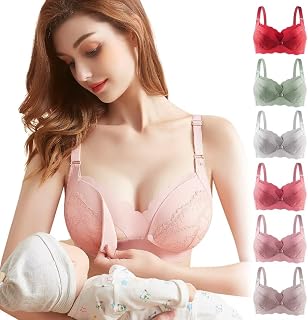 Nursing Bra Maternity Bra Front Opening Bra No Wire Night Anti-Sag Underwire High-Waisted Front Open Large Size Cotton Breathable Adjustable Easy to Wear Pre and Postpartum
