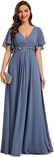 Ever-Pretty Elegant Evening Dresses Wedding Dresses Extra Long Women's Guest Dresses V Neck Chiffon High Waist EE01960