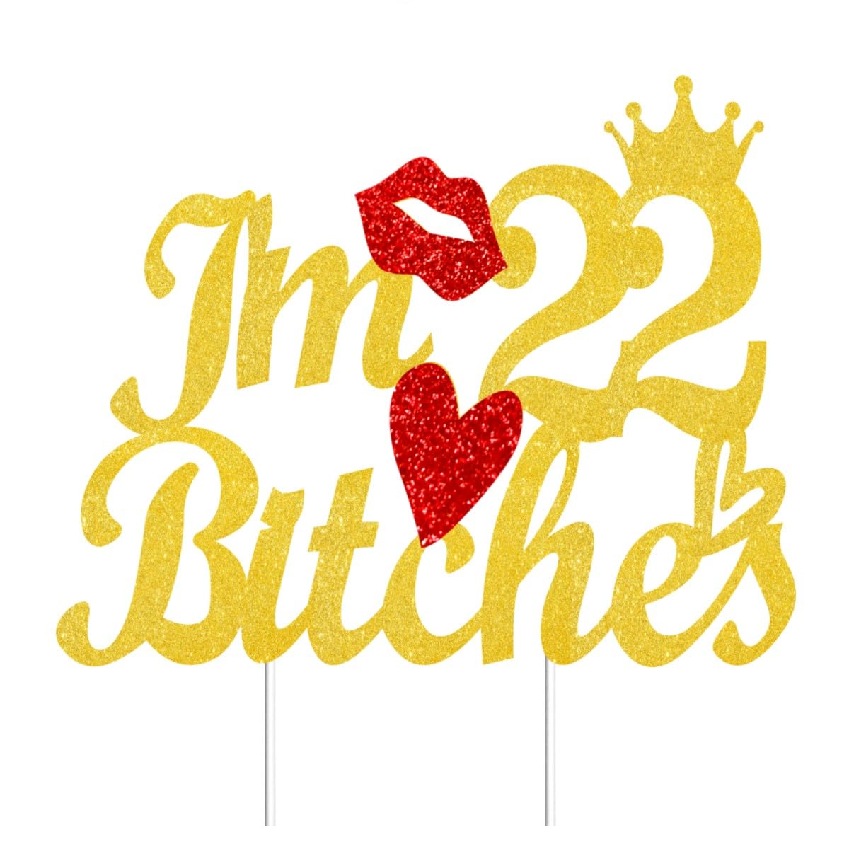 Happy 22nd Birthday Cake Topper Gold Glitter Toast 22nd Birthday Decorations 22n