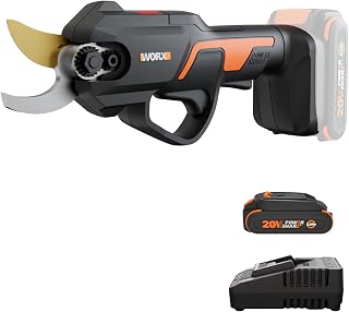 WORX Cordless Pruning Shear, 20V Powered Lopper, WG330 | Titanium coated blade; long-life brushless motor; 1-inch cutting range; 2.0A battery & charger for yard work
