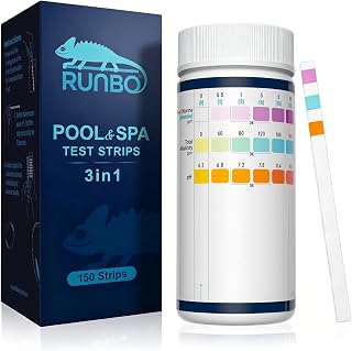 RUNBO 3 in 1 Hot Tub Test Strips, Swimming and Pool | SPA Test Strips kits for Free Chlorine, Total Alkalinity and pH 150 Counts