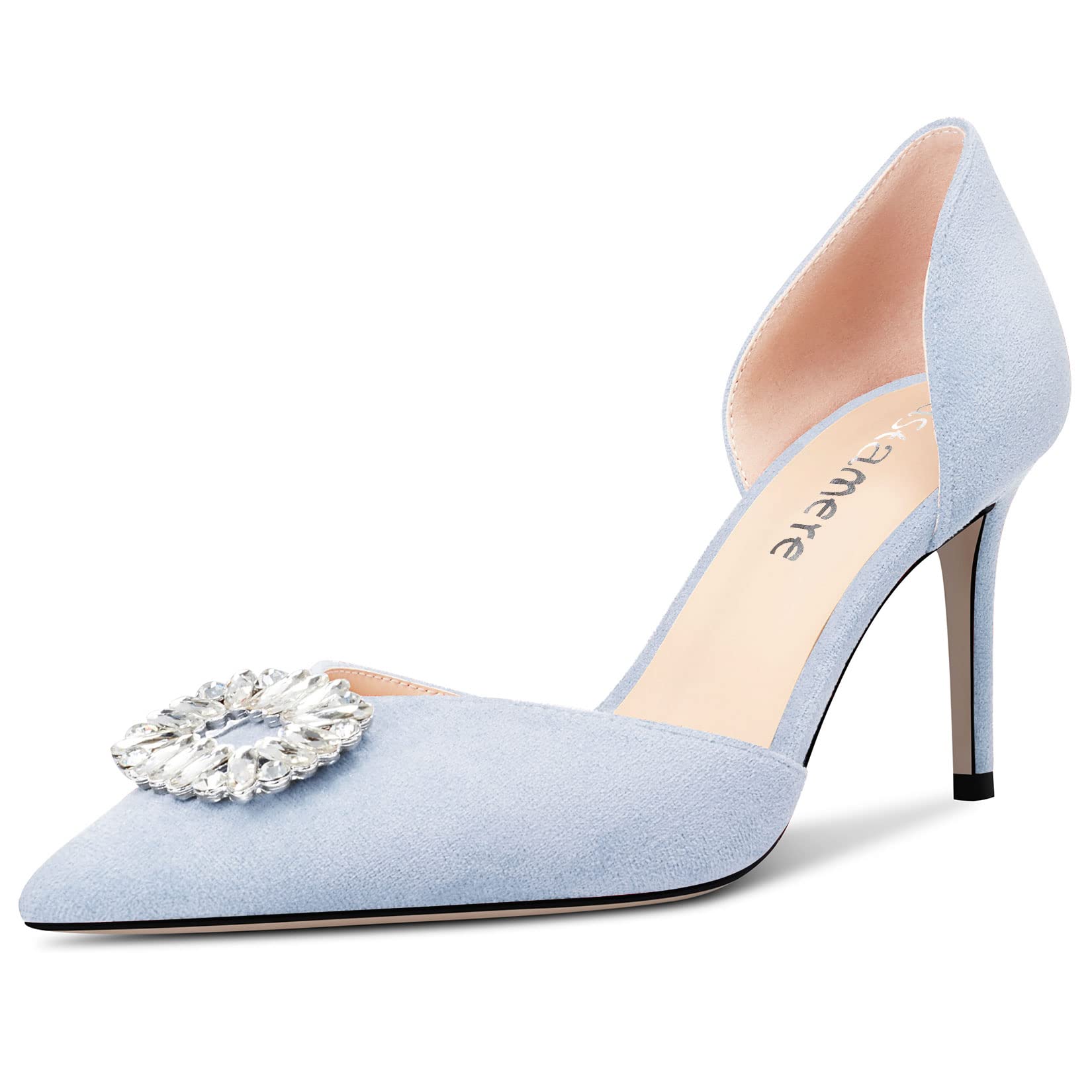 Castamere Women's High Heel Pointed Toe Pumps Two-Piece Slip-on Diamante Crystal