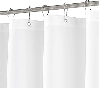 N&Y HOME 36" x 64" Shower Curtain Or Liner With Magnets Washable Fabric Water Repellent White Bathroom Curtains With Eyelets 36" x 64"