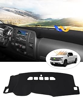 Silverado Dash Cover - For Chevy Silverado/GMC Sierra 1500 2500HD 3500HD 2007-2013 | Suede Dashboard Cover for Silverado Accessories | Non-Slip Silicone Back (Only Fit Models with Two Glove Boxes)