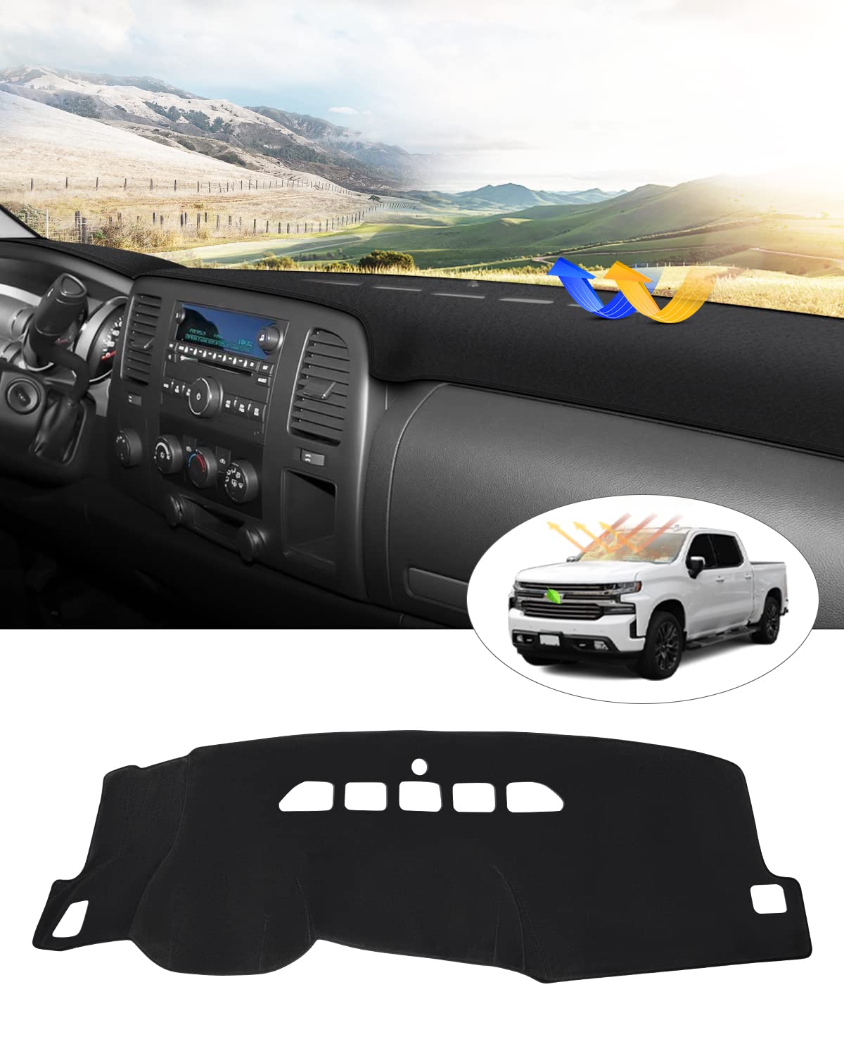 Silverado Dash Cover - For Chevy Silverado/GMC Sierra 1500 2500HD 3500HD 2007-20