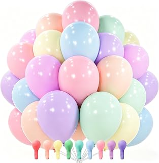 PartyWoo Pastel Balloons 101pcs Pastel Rainbow Balloons 12 Inch | Baby Shower Gender Reveal Engagement Bachelorette Easter Bridal Anniversary Retirement Party Decorations