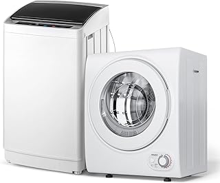 ROVSUN 17.8LBS Full Automatic Washing Machine and 1.5CuFt Portable Clothes Dryer Set, Compact Laundry Washer and Dryer Combo Set with Stainless Steel Inner Tub, for Apartment, Dorms, Home