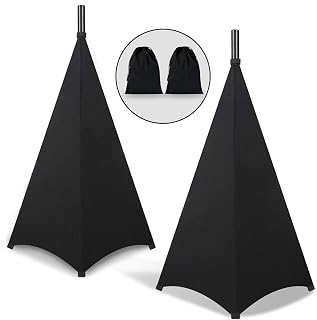 Dofilachy Speaker Stand Cover-DJ Bag with 360 Degree Cover, Speaker Tripod Scrim Cover for Speaker/Lighting with Free Travel Bag (Two Pack-Black)