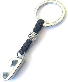 ASTER ALHELÍ - Leather Keyring with Personalised Initials - Silver Plated Zamak Letters and Charms - Keychain for Men or Women - Ideal for Gift