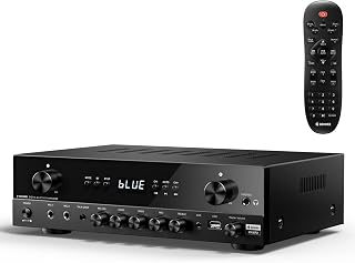 Donner Stereo Audio Amplifier, 600W Peak 2 Channel Receiver with Bluetooth 5.3, Phono, Optical, Coaxial, USB, FM, 2 Mic-in, Aux, RCA Input for Home, Karaoke, Theater Speakers, MAMP2