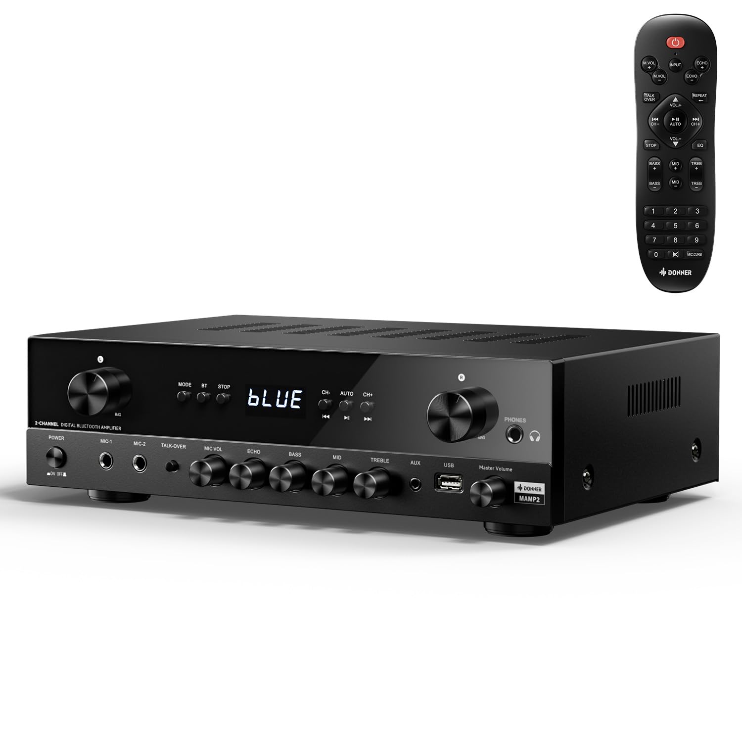 Donner Stereo Audio Amplifier, 600W Peak 2 Channel Receiver with Bluetooth 5.3, 