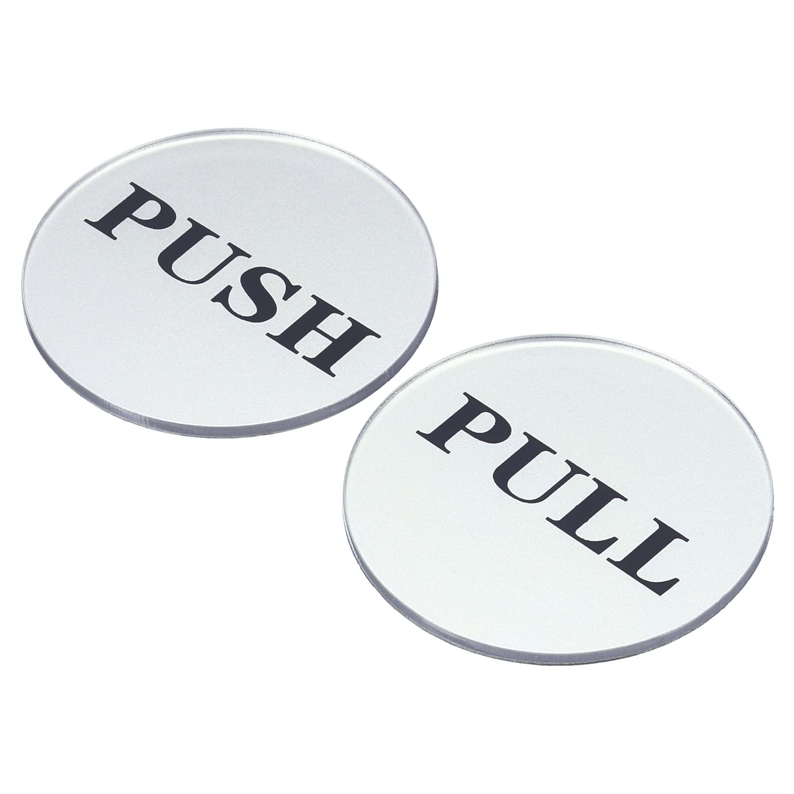 Push Pull Door Sign, 2 Pack Self Adhesive Round Acrylic Gate Sticker Wall Marker