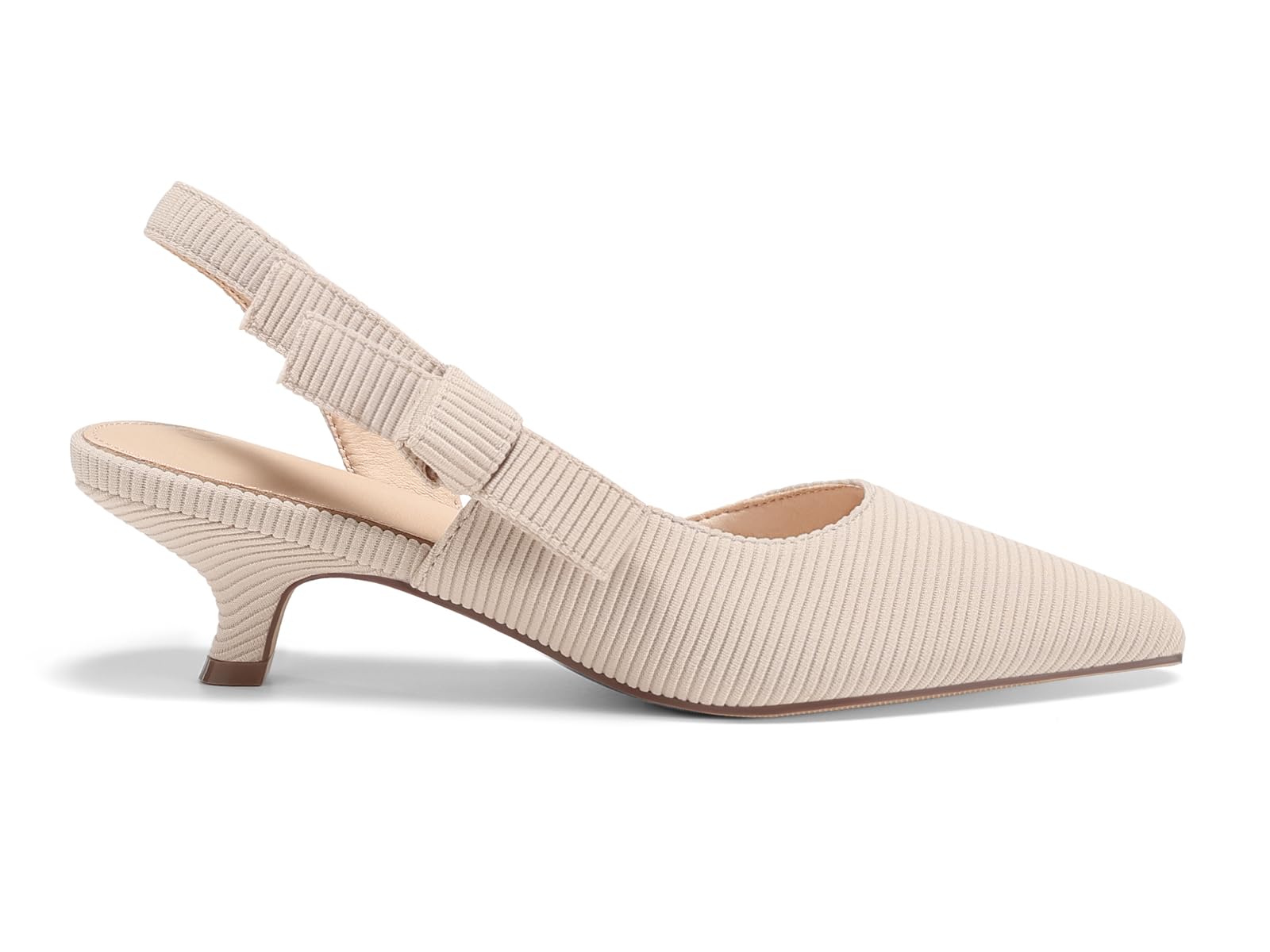 Coutgo Womens Slingback Kitten Heels Pointed Toe D’Orsay Bow Dress Shoes