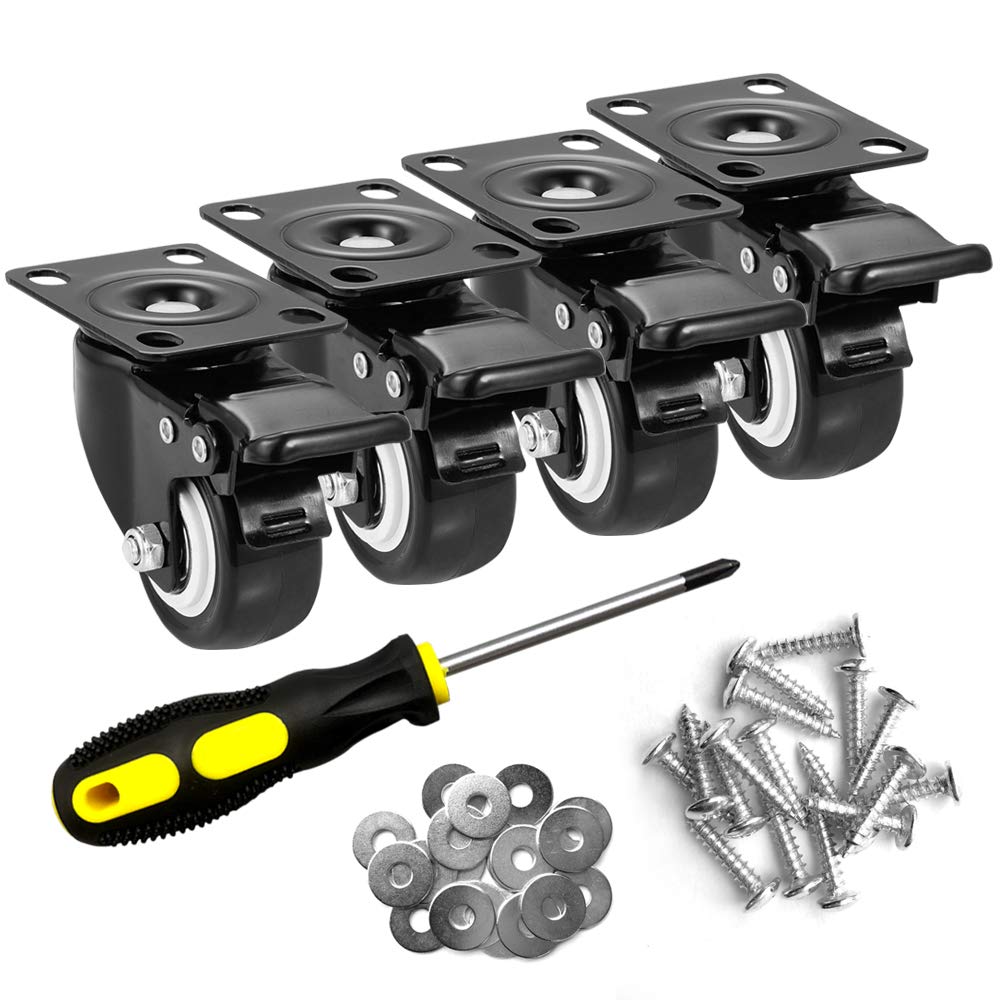 ASHGOOB 2" Caster Wheels Set of 4, Heavy Duty Casters with Brake | No Noise, Loc