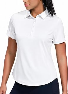 MIER Ladies Golf Polo Shirt Short Sleeve Quick Dry UV Active Sun Protection Tennis Top with Collar 4 Buttons