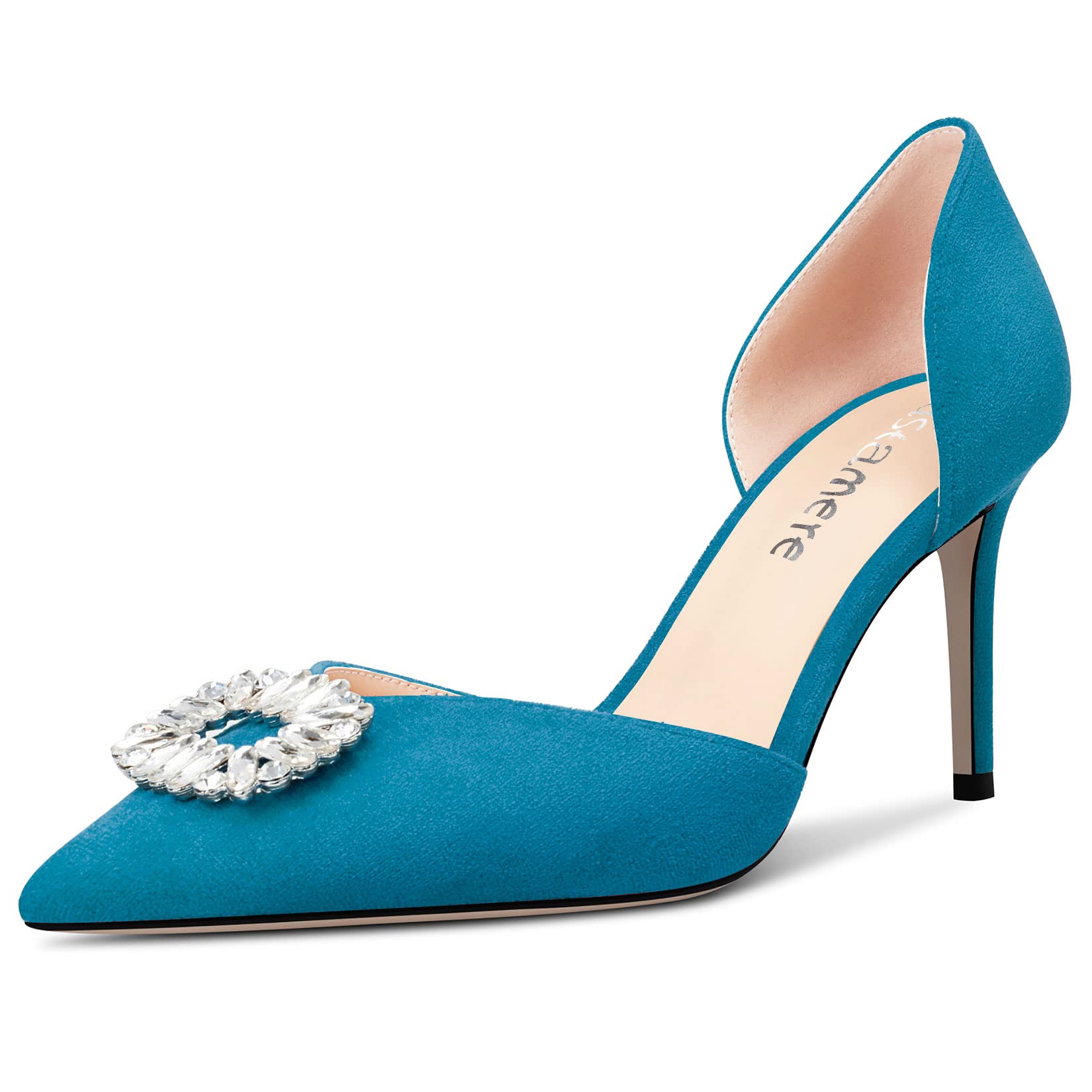 Castamere Women's High Heel Pointed Toe Pumps Two-Piece Slip-on Diamante Crystal