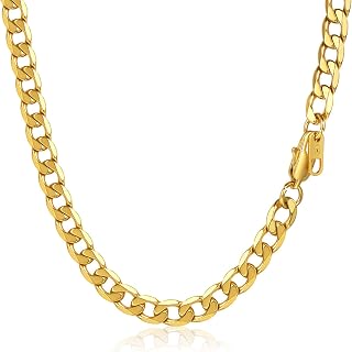 PROSTEEL Mens Curb Chain Necklace, Cuban Link Chains Silver/Gold Plated/Black, 4mm/6mm/9mm/13mm Width, 18"-30" Inches, Hip Hop Hypoallergenic 316L Stainless Steel Jewellery -Send Gift Box