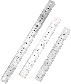3 Pack Steel Rulers 6,8,12 Inch/15,20,30mm Double Scale Metal Ruler Set 7mm Thick