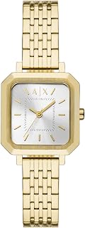Armani Exchange A|X Women's Watch, Square Three-Hand Stainless Steel Watch for Women