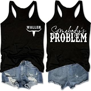AEARGIV Womens Somebody's Problem Tank Tops Country Music Tees Western Cowboy Cowgirl Shirt…