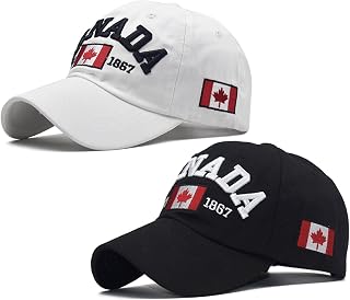 2Pcs Canada Baseball Cap for Men Women, Canada Day Maple Leaf Flag Dad Hat Golf Cap Adjustable Sport Outdoor Fitted Plain Cap