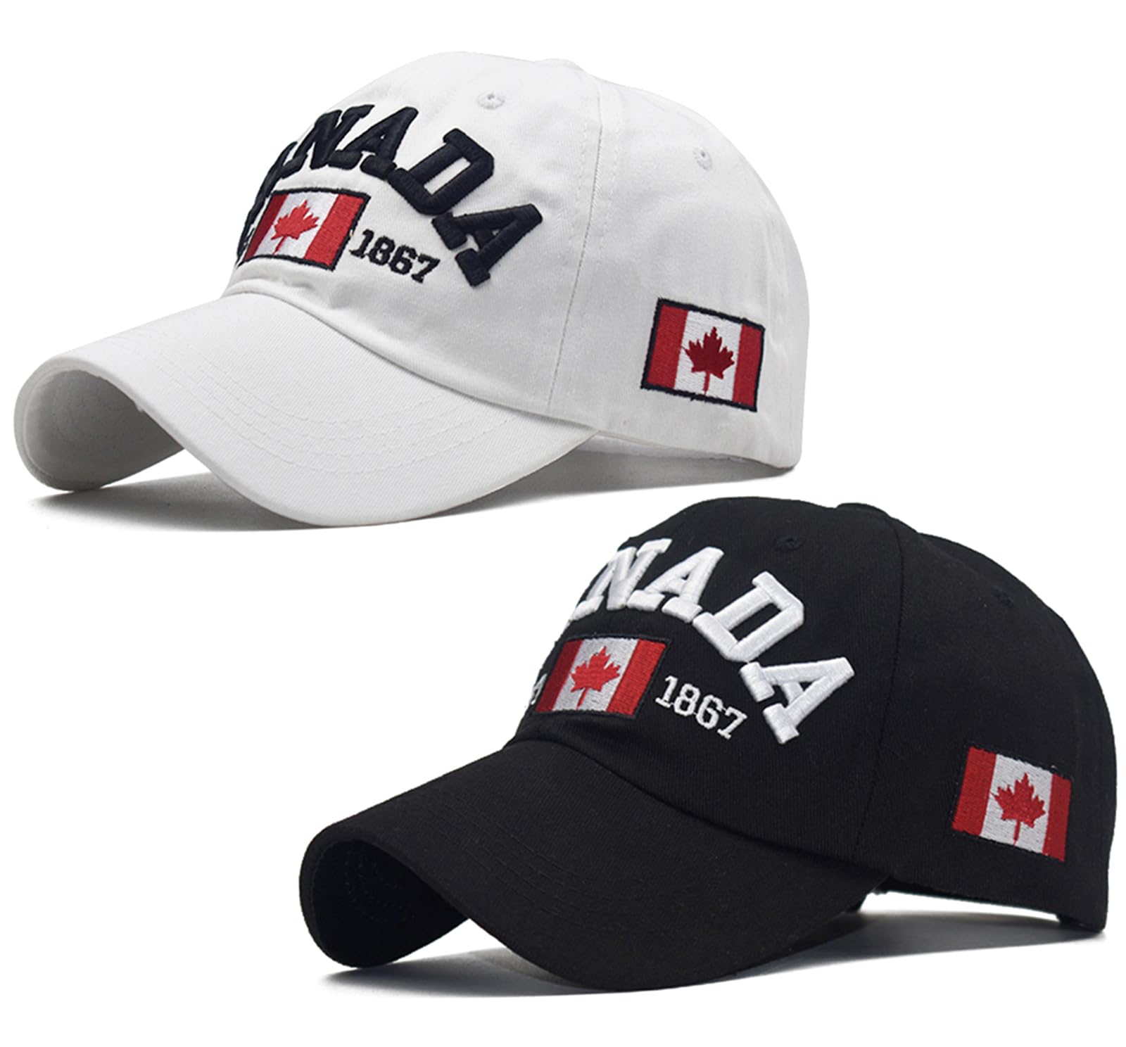 2Pcs Canada Baseball Cap for Men Women, Canada Day Maple Leaf Flag Dad Hat Golf 
