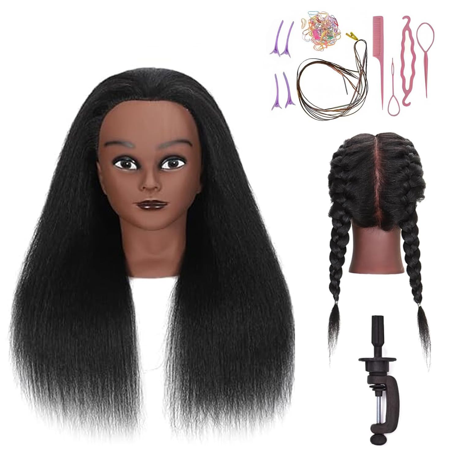 100% Real Hair Mannequin Head Training Head Manikin Cosmetology Doll Head for Ha