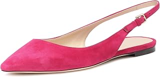 Eldof Women's Ballet Flat Pumps | Pointed Toe Slingback Flat Pumps | Closed Pointed Toe Buckled Slingback Flat