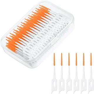 URAQT Interdental Brushes, Pack of 220 Silicone Interdental Brushes, Orange