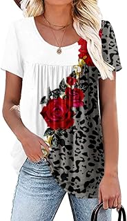 Womens Summer Plus Size Tops Blouses Short Sleeve Shirts Lace Pleated Tunic Tops M-4XL