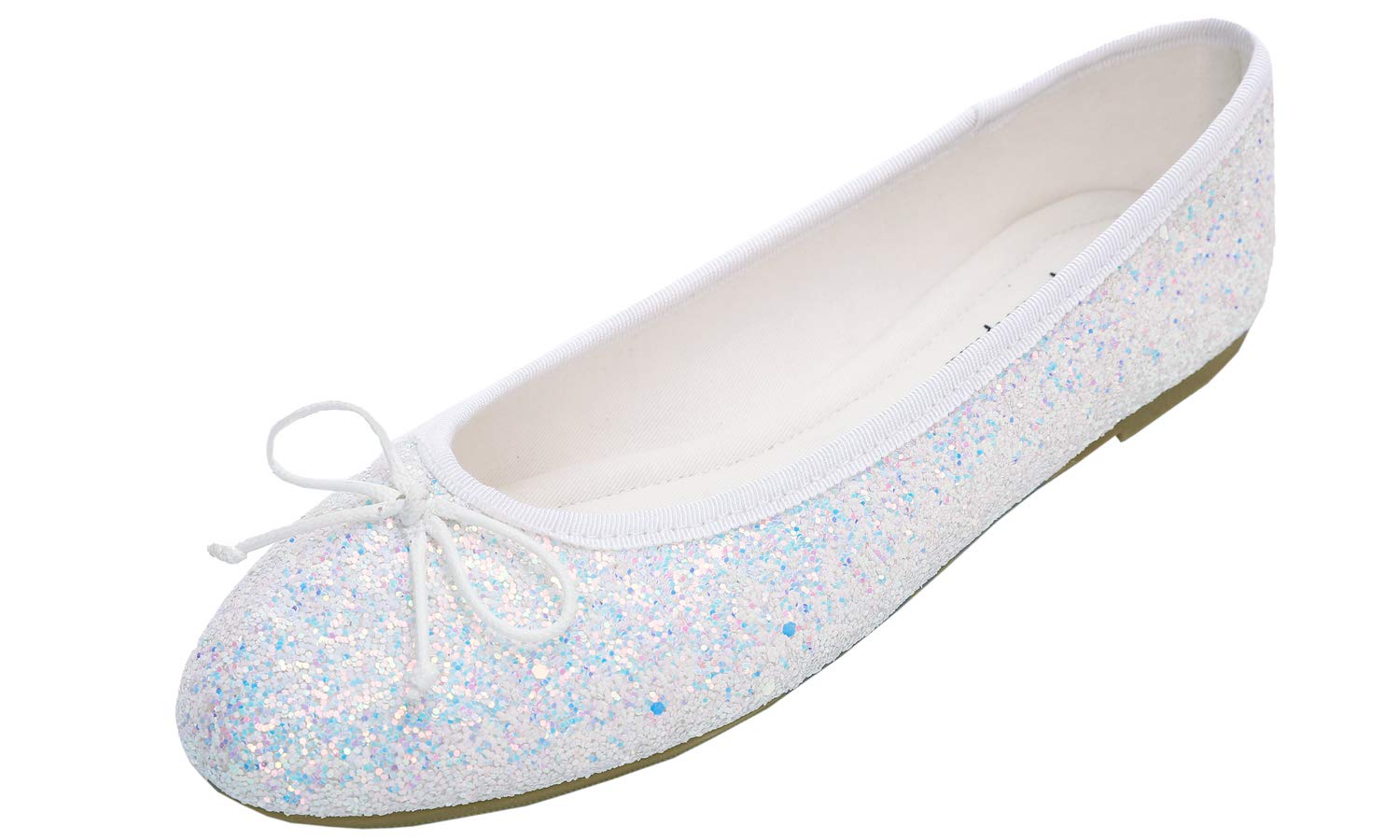 Feversole Women's Sparkle Memory Foam Cushioned Colorful Shiny Ballet Flats Pump