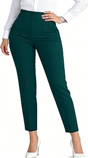 LOVESHOOT 2026 Fashion High Waist Pleated Straight Leg Casual Work Stretch Dress Pants